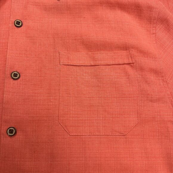 Jamaica Jaxx Silk Vacahun Button Down Shirt Mens Large Coral Short Sleeve Casual - Picture 8 of 16